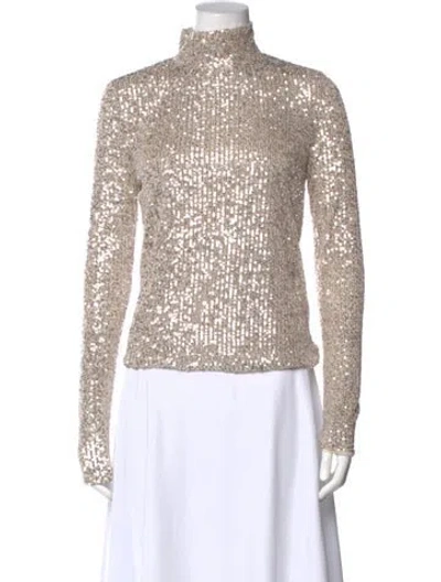 Pre-owned Ronny Kobo Turtleneck Long Sleeve Top In Neutral