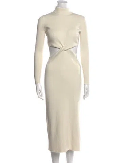 Pre-owned Ronny Kobo Turtleneck Midi Length Dress In Neutral