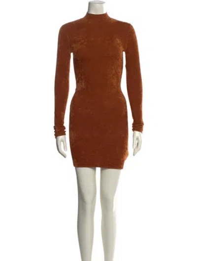 Pre-owned Ronny Kobo Turtleneck Mini Dress In Brown
