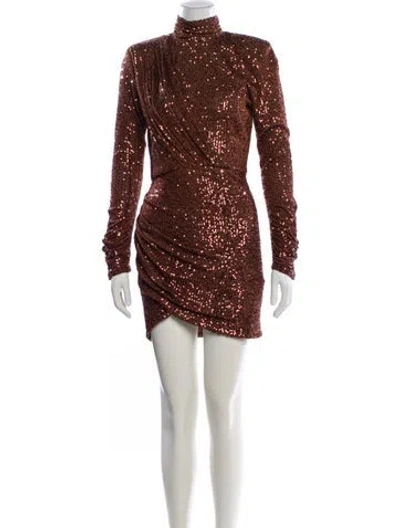 Pre-owned Ronny Kobo Turtleneck Mini Dress In Brown