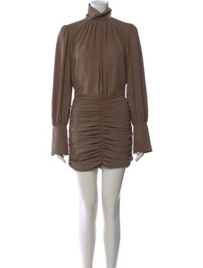 Pre-owned Ronny Kobo Turtleneck Mini Dress In Brown
