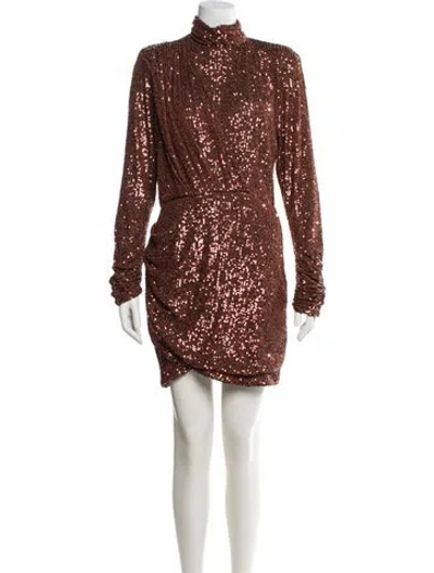 Pre-owned Ronny Kobo Turtleneck Mini Dress In Brown