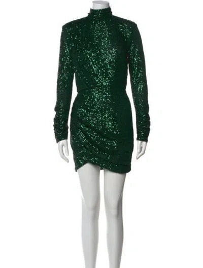 Pre-owned Ronny Kobo Turtleneck Mini Dress In Green