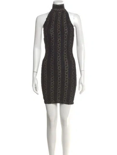 Pre-owned Ronny Kobo Turtleneck Mini Dress In Multi