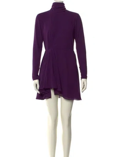 Pre-owned Ronny Kobo Turtleneck Mini Dress In Purple