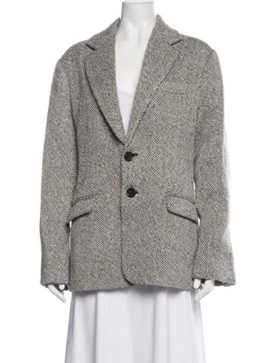 Pre-owned Ronny Kobo Tweed Pattern Blazer In Gray