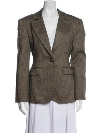 Pre-owned Ronny Kobo Tweed Pattern Blazer W/ Tags In Brown