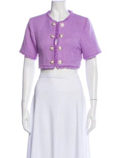 Pre-owned Ronny Kobo Tweed Pattern Bolero W/ Tags In Purple