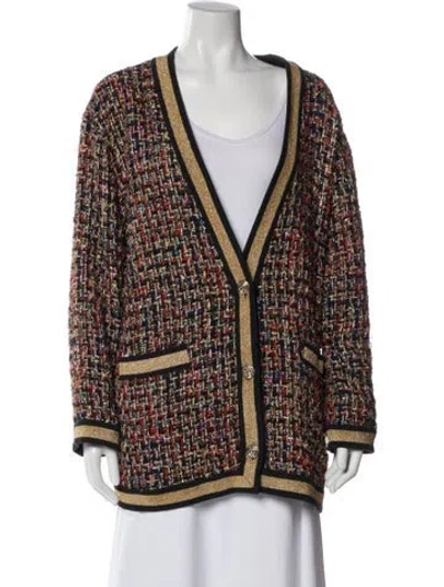 Pre-owned Ronny Kobo Tweed Pattern Evening Jacket In Gold