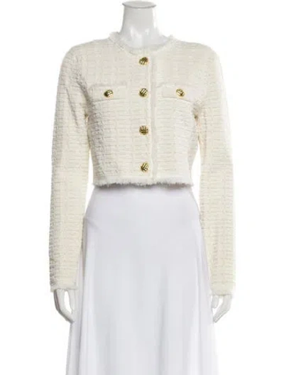 Pre-owned Ronny Kobo Tweed Pattern Evening Jacket In White