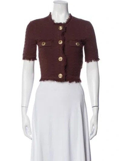 Pre-owned Ronny Kobo Tweed Pattern Jacket In Brown