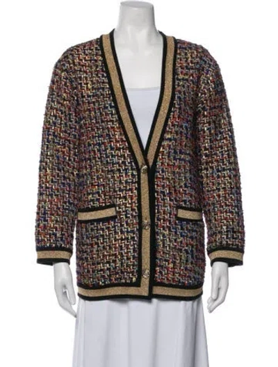 Pre-owned Ronny Kobo Tweed Pattern Jacket In Gold