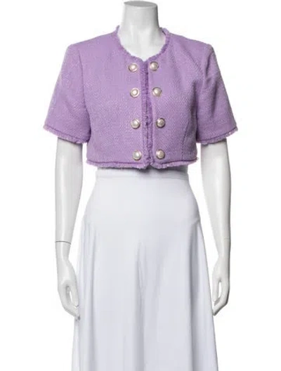 Pre-owned Ronny Kobo Tweed Pattern Jacket In Purple