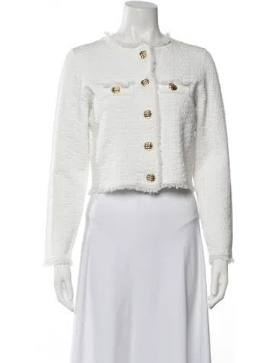 Pre-owned Ronny Kobo Tweed Pattern Jacket In White