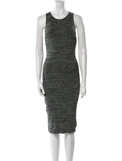 Pre-owned Ronny Kobo Tweed Pattern Knee-length Dress In Green