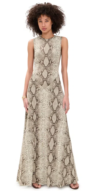 Ronny Kobo Uzina Python Dress Snake Print Natural Multi In Brown