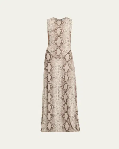 Ronny Kobo Uzina Sleeveless Python-print Maxi Dress In Snake Print