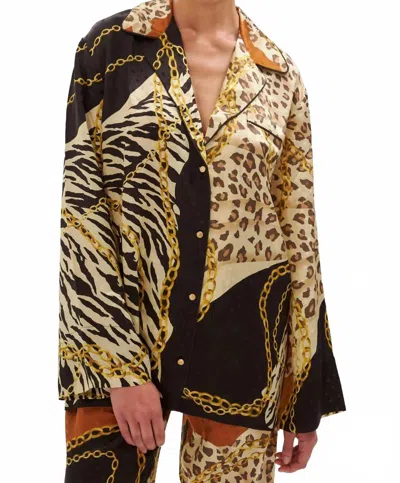Ronny Kobo Valentina Animal-chain Print Top In Cheetah In Brown