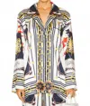Ronny Kobo Valentina Long Sleeve Top In Multi Scarf In Multi