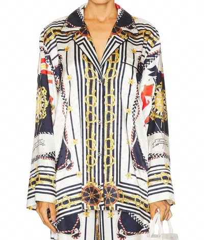 Ronny Kobo Valentina Long Sleeve Top In Multi Scarf