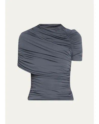 Ronny Kobo Vega Ruched Jersey Top In Charcoal