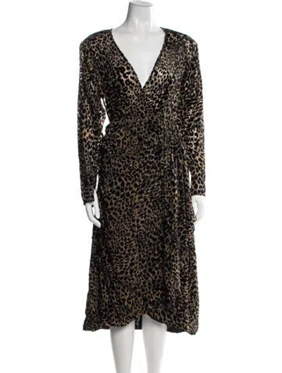 Pre-owned Ronny Kobo Velvet Midi Length Dress In Black