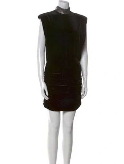 Pre-owned Ronny Kobo Velvet Mini Dress In Black