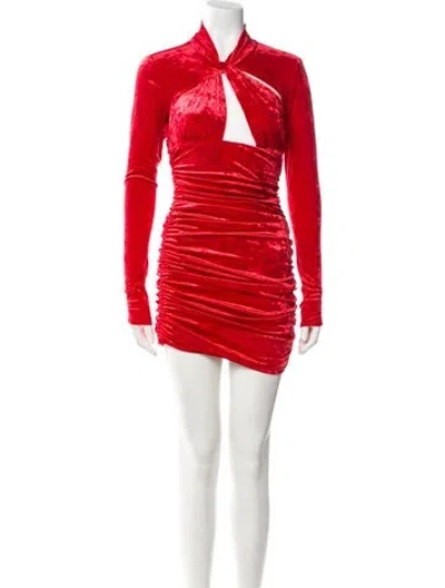 Pre-owned Ronny Kobo Velvet Mini Dress W/ Tags In Red