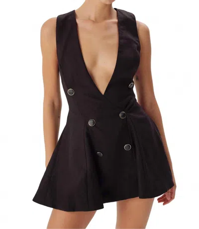 Ronny Kobo Vlad Linen Mini Dress In Black