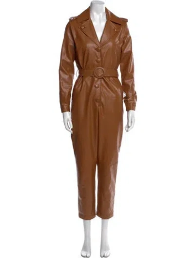 Pre-owned Ronny Kobo V-neck Jumpsuit In Brown