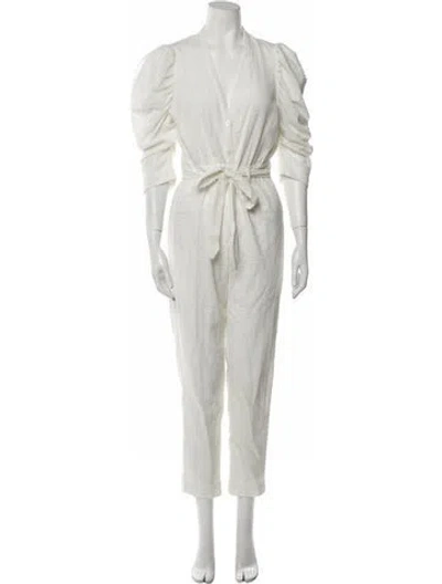 Pre-owned Ronny Kobo V-neck Jumpsuit In White