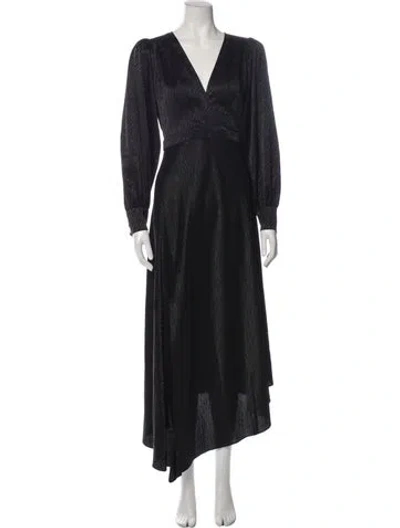 Pre-owned Ronny Kobo V-neck Long Dress In Black
