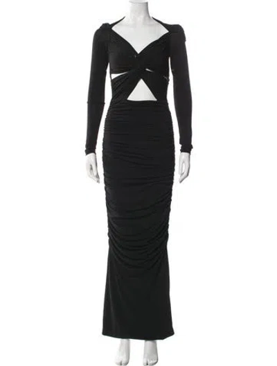 Pre-owned Ronny Kobo V-neck Long Dress In Black