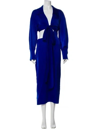 Pre-owned Ronny Kobo V-neck Long Dress In Blue