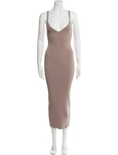 Pre-owned Ronny Kobo V-neck Long Dress In Brown
