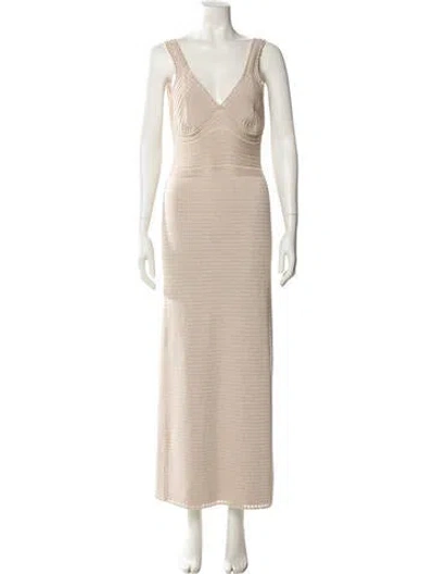 Pre-owned Ronny Kobo V-neck Long Dress In Brown