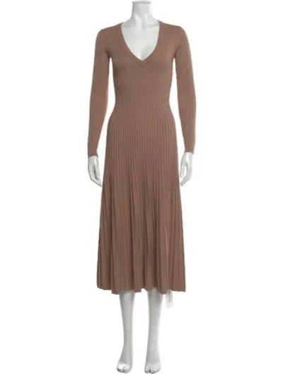 Pre-owned Ronny Kobo V-neck Long Dress In Brown