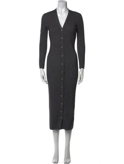 Pre-owned Ronny Kobo V-neck Long Dress In Gray