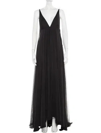 Pre-owned Ronny Kobo V-neck Long Dress In Gray