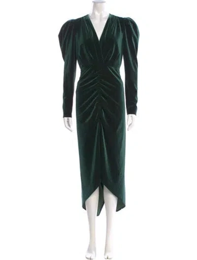 Pre-owned Ronny Kobo V-neck Long Dress In Green