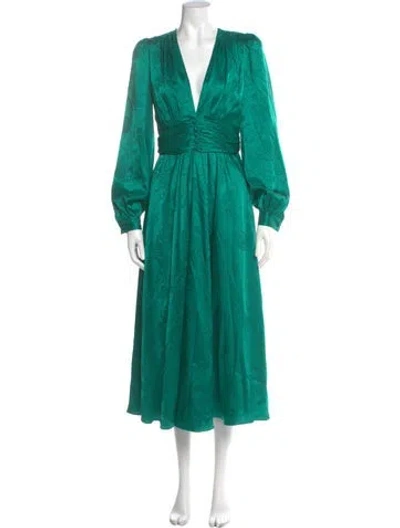 Pre-owned Ronny Kobo V-neck Long Dress In Green