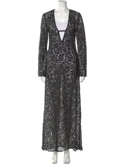 Pre-owned Ronny Kobo V-neck Long Dress In Multi