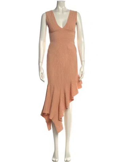 Pre-owned Ronny Kobo V-neck Long Dress In Neutral