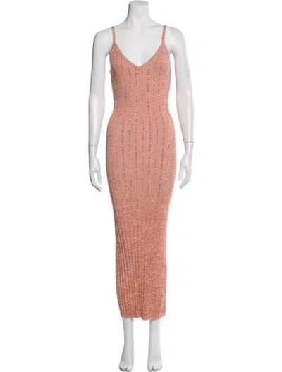 Pre-owned Ronny Kobo V-neck Long Dress In Orange