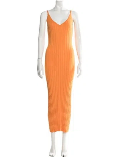 Pre-owned Ronny Kobo V-neck Long Dress In Orange