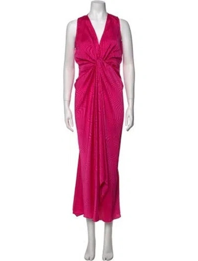 Pre-owned Ronny Kobo V-neck Long Dress In Pink