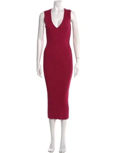 Pre-owned Ronny Kobo V-neck Long Dress In Pink