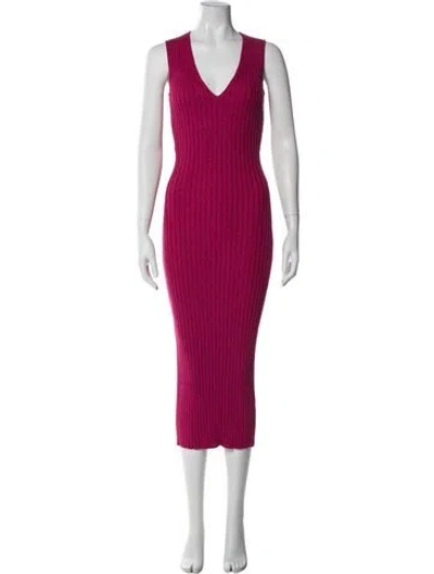 Pre-owned Ronny Kobo V-neck Long Dress In Pink