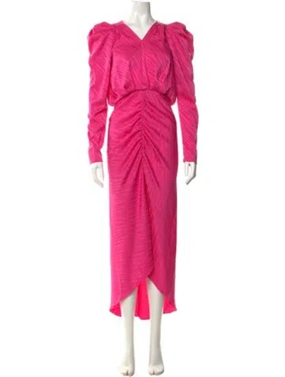 Pre-owned Ronny Kobo V-neck Long Dress In Pink