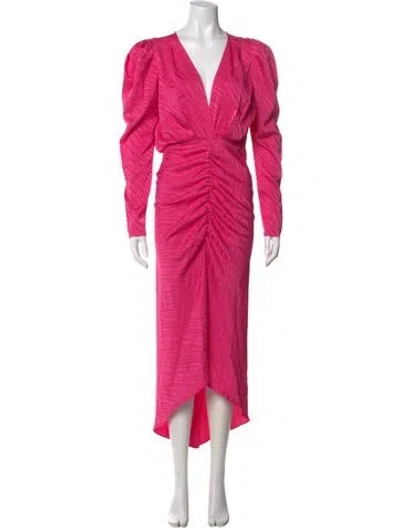 Pre-owned Ronny Kobo V-neck Long Dress In Pink